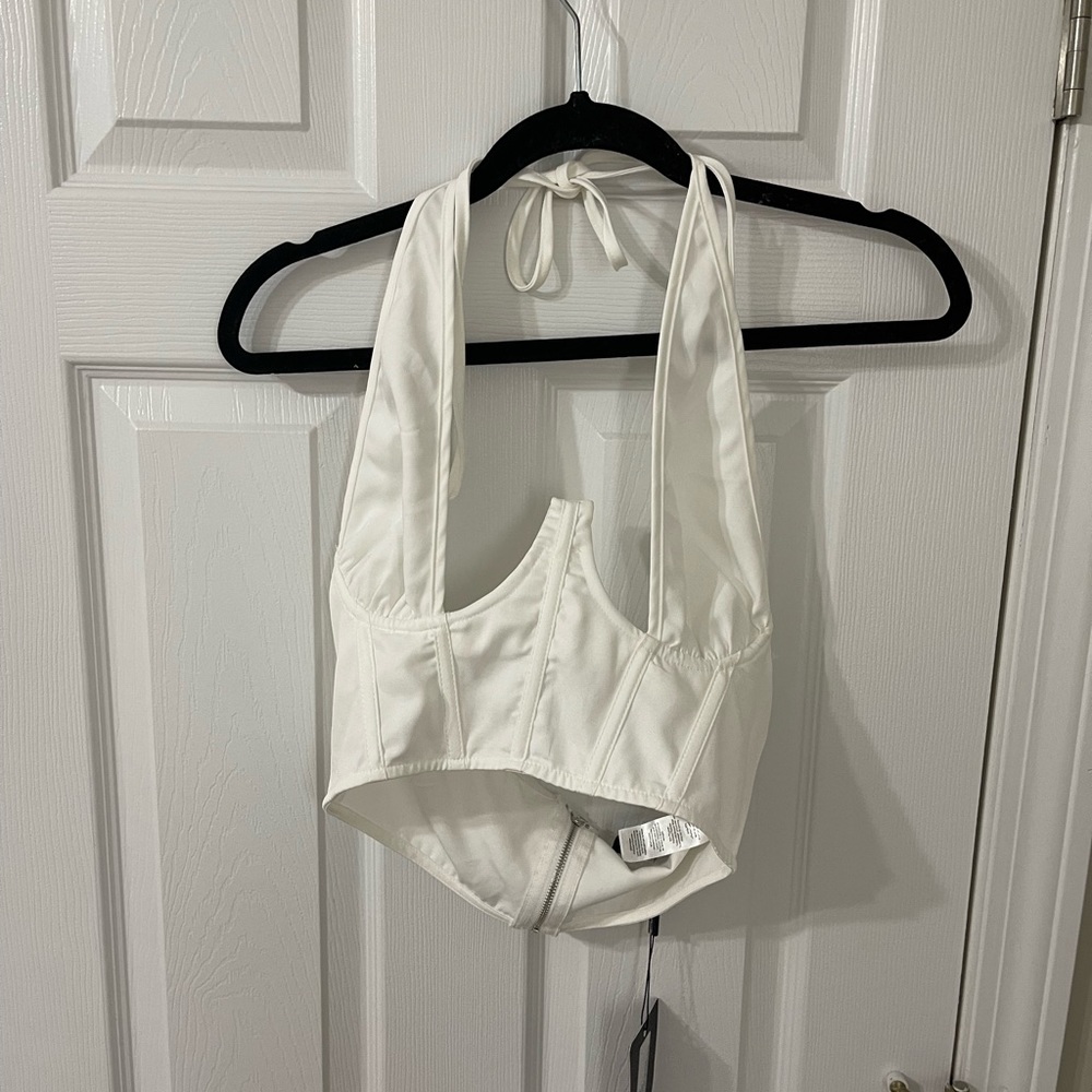 NWT White Tie Later Corset Crop Top